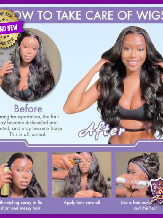 13x6 Lace Front Wig Human Hair Body Wave 200% Density 24 Inch Glueless main image 4